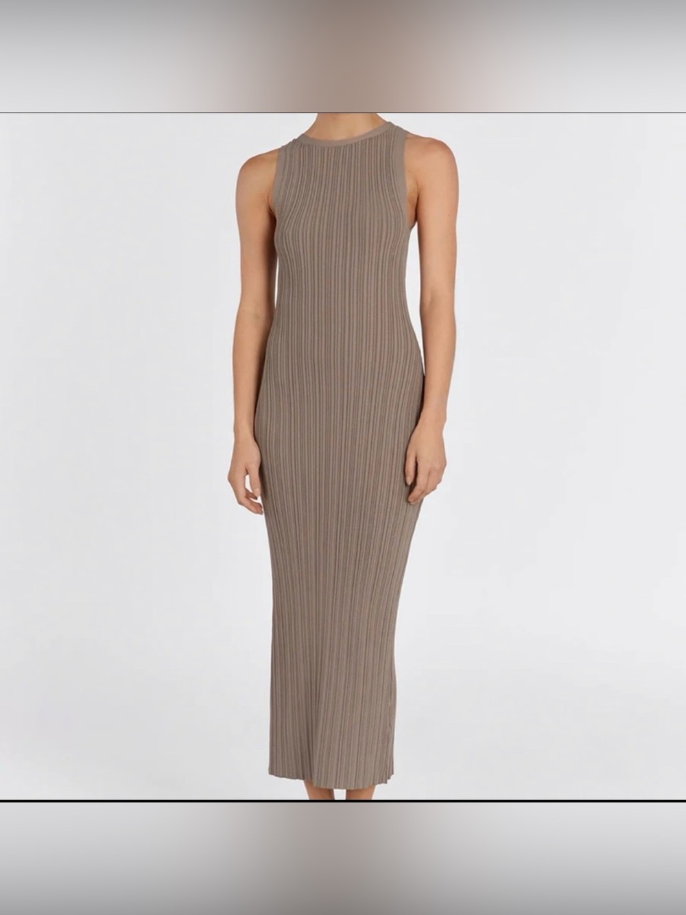 DISSH Taupe Ribbed Midi Dress